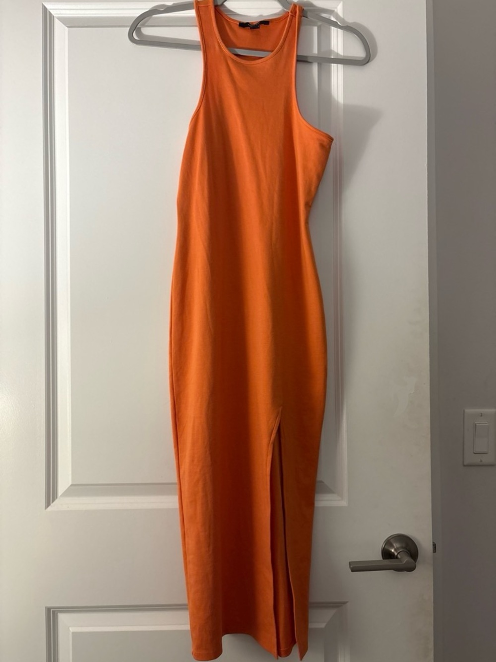 Forever 21 Bright Orange Sleeveless Maxi Dress with Front Slit